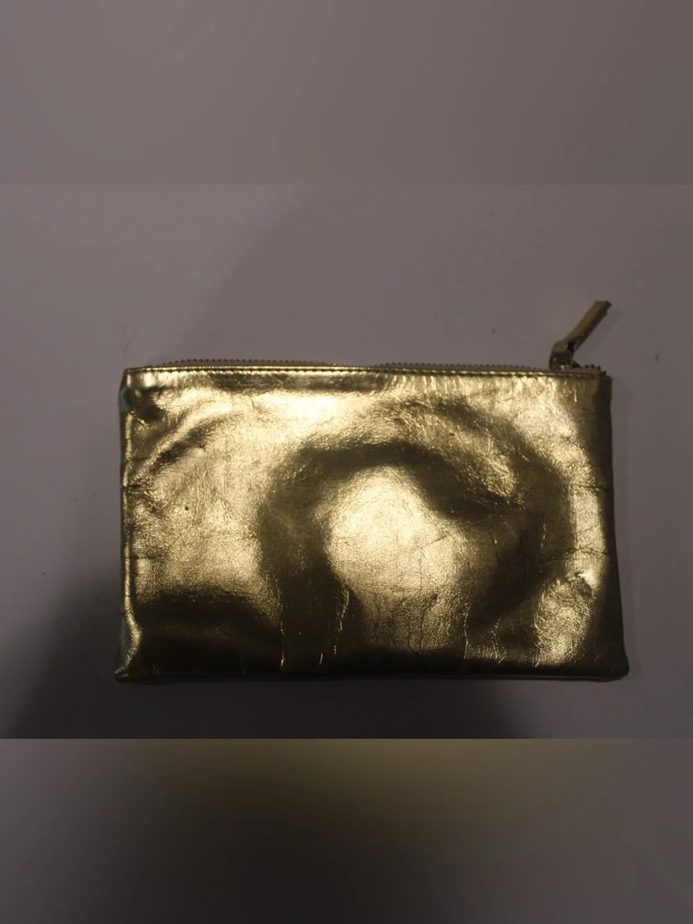 Gold Metal Mesh Zipper Pouch Evening Clutch Cosmetic Makeup Bag 7.5